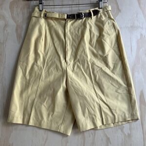 Vintage Glenbrooke Bermuda Shorts Womens 15/16 Gold Pleated Twill Belted